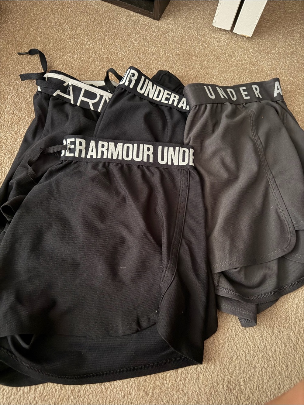 Under Armour Women's Black and Charcoal Athletic Shorts Set